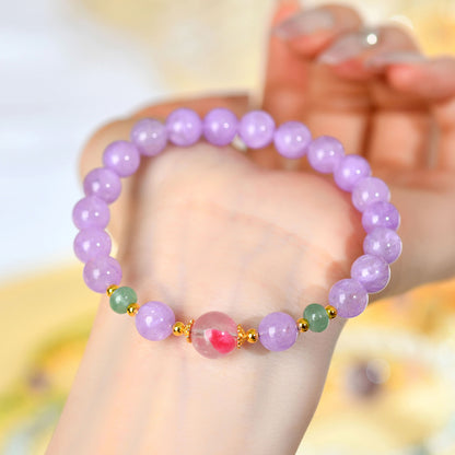 Lavender Amethyst Rose Quartz Love Bracelet | Spiritual Harmony & Romantic Energy