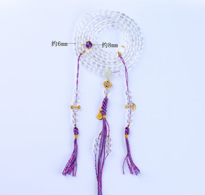 Pure White Crystal 108 Buddha Bead Multi-Layer Bracelet – Spiritual Enlightenment & Harmony