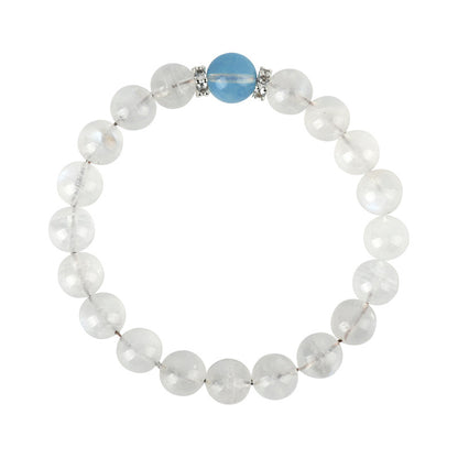 Natural Blue Moonstone Aquamarine Crystal Bracelet - Harmony Protection & Elegant Energy
