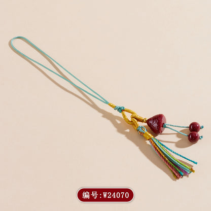 Natural Purple Gold Cinnabar Zongzi Phone Pendant - Exquisite Protection Charm for Luck and Safety