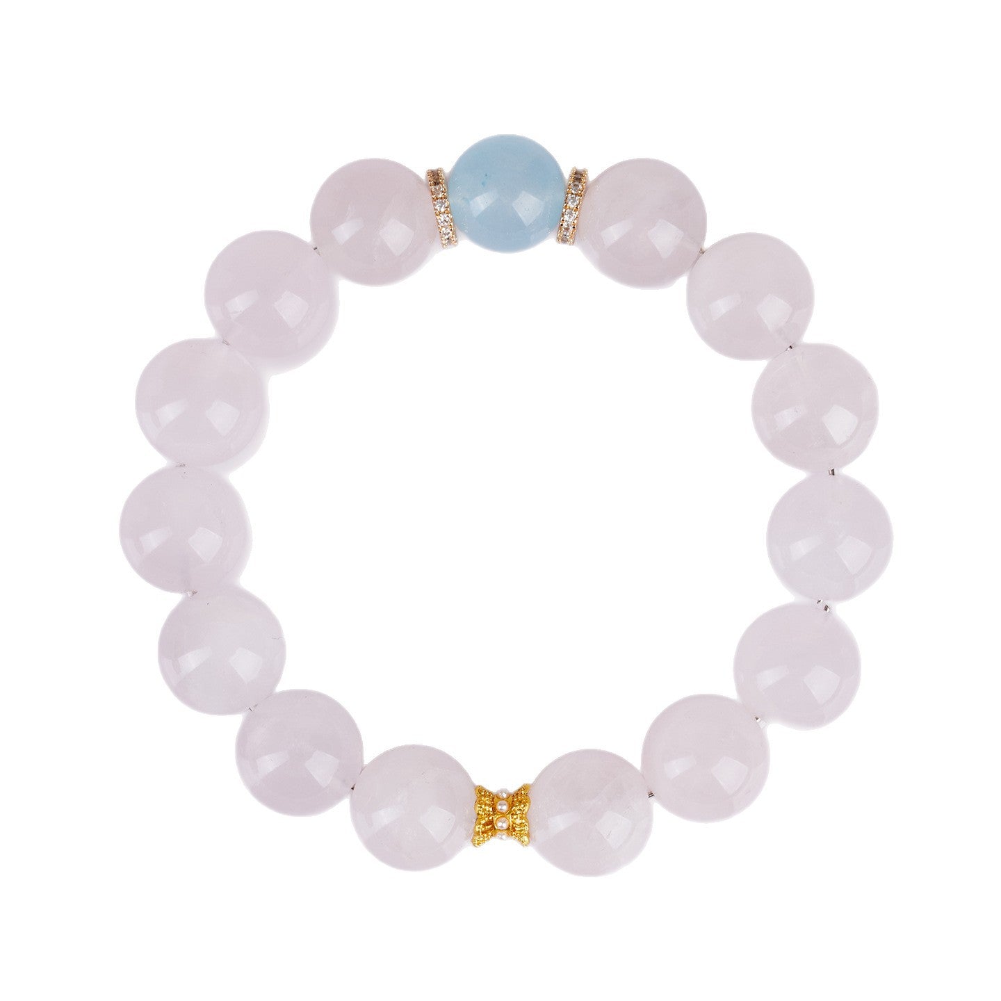 Natural Pink Crystal Aquamarine Love Bracelet - Peach Blossom Charm for Women