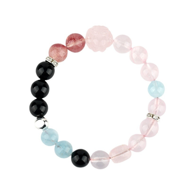 Natural Rose Quartz Aquamarine Scorpio Zodiac Bracelet | Love Harmony Crystal Energy Charm