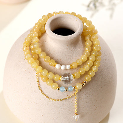 Natural Yellow Rutilated Quartz Three-Circle Bracelet | Wealth & Protection Crystal Amulet