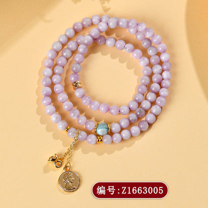 Natural Kunzite Three-Circle Bracelet | Purple Spiritual Stone for Love & Harmony