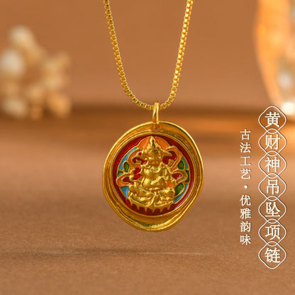 Golden God of Wealth Phoenix Pendant Necklace | Wealth Attraction & Prosperity Amulet