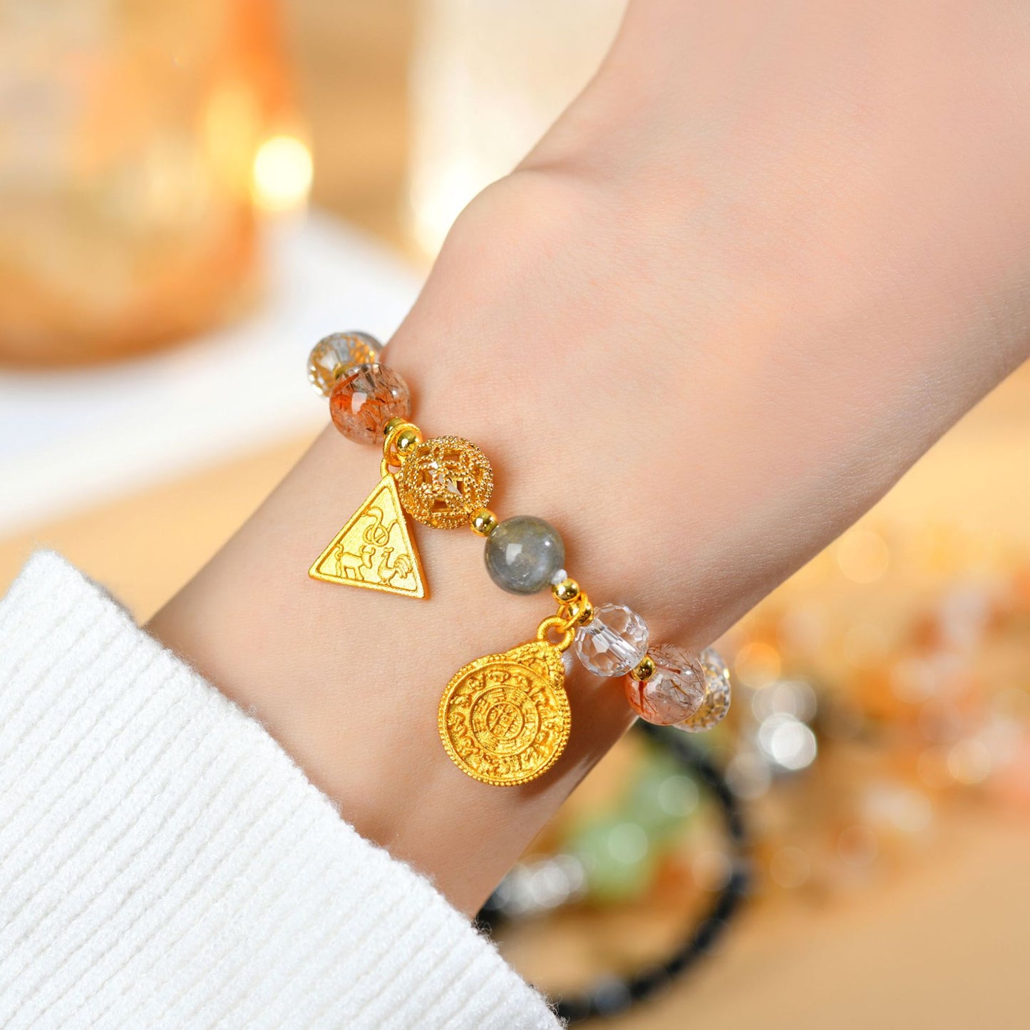 Natural Crystal Three-in-One Twelve Zodiac Bracelet 2025 - Couple's Spiritual Harmony Amulet