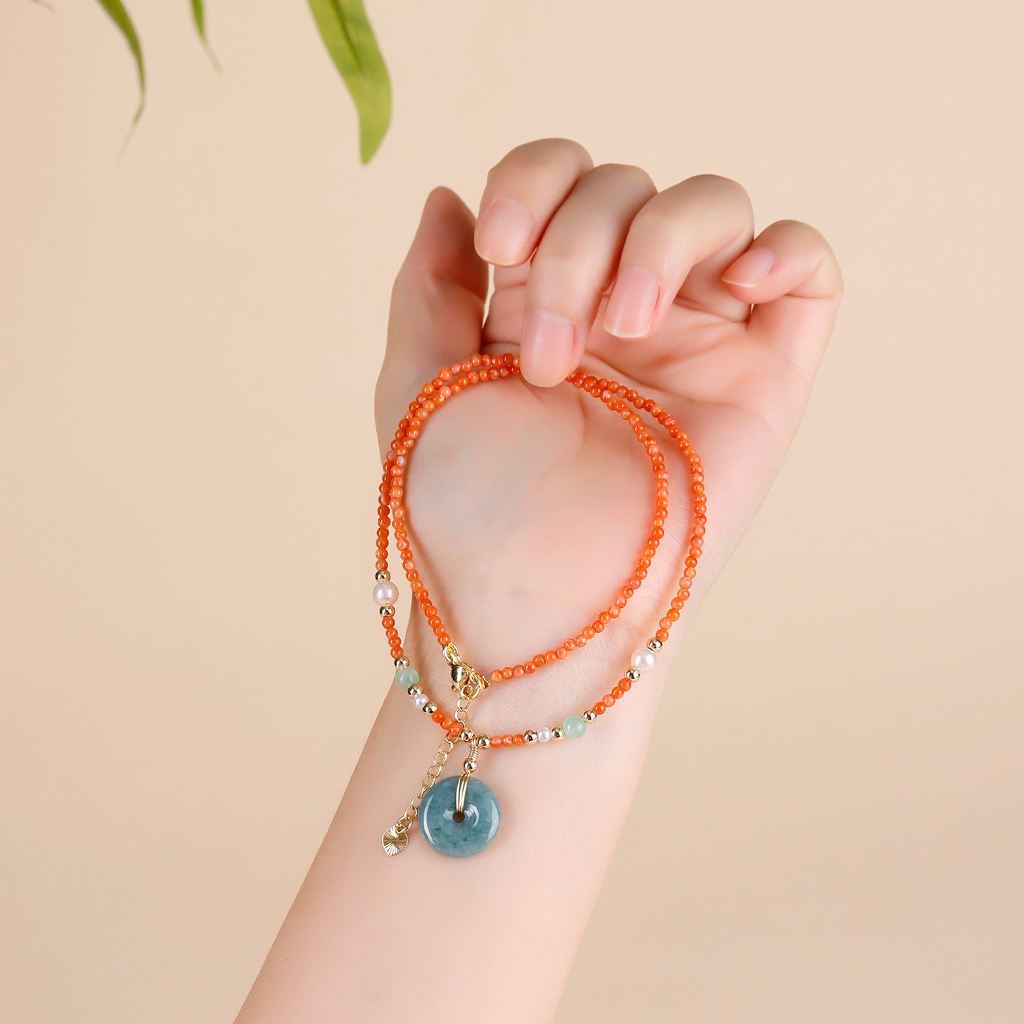 Natural Southern Red Agate Peace Buckle Necklace | Elegant Women's Collarbone Chain for Harmony