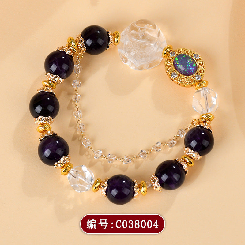 Natural Amethyst White Fox Bracelet – Elegant Love Charm for Spiritual Women