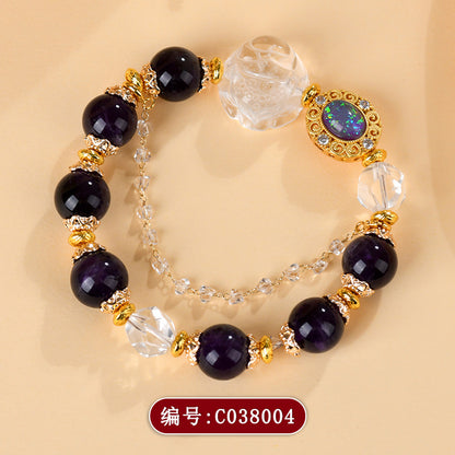 Natural Amethyst White Fox Bracelet – Elegant Love Charm for Spiritual Women