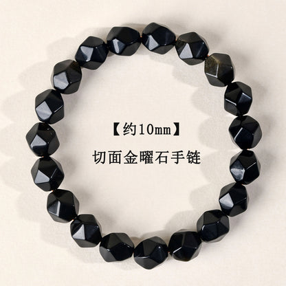 Golden Tiger Eye and Obsidian Faceted Irregular Bracelet - Unisex Couple Protection Charm