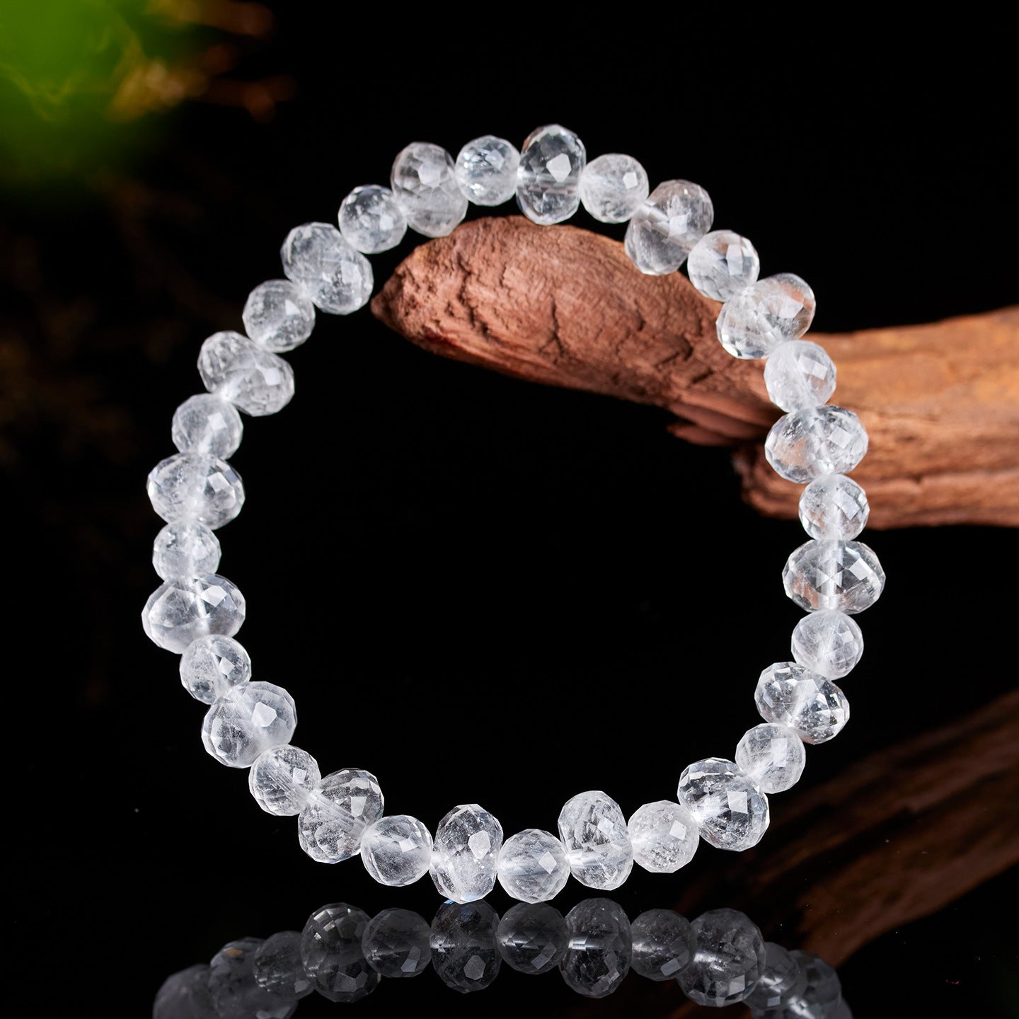 Natural Faceted White Crystal Bracelet | Ice Clear Spiritual Women's Jewelry