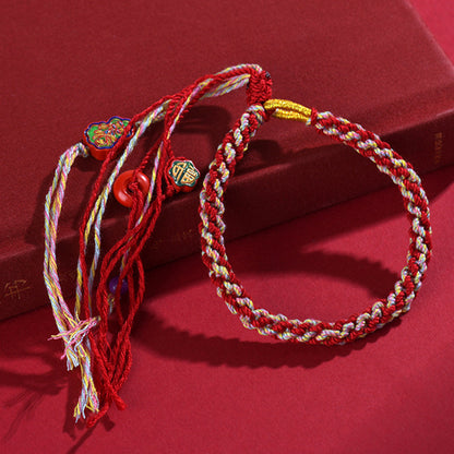 Imperial Red Sand Wealth Gourd Bracelet | Tibetan Style DIY Handwoven for Prosperity & Protection
