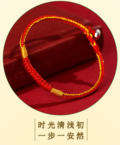 Vajra Knot Tibetan Style Red String Bracelet for Zodiac Year Protection and Couple Blessing