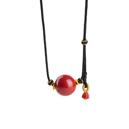 Imperial Red Cinnabar Collarbone Necklace | Natural Protection & Elegance for Women