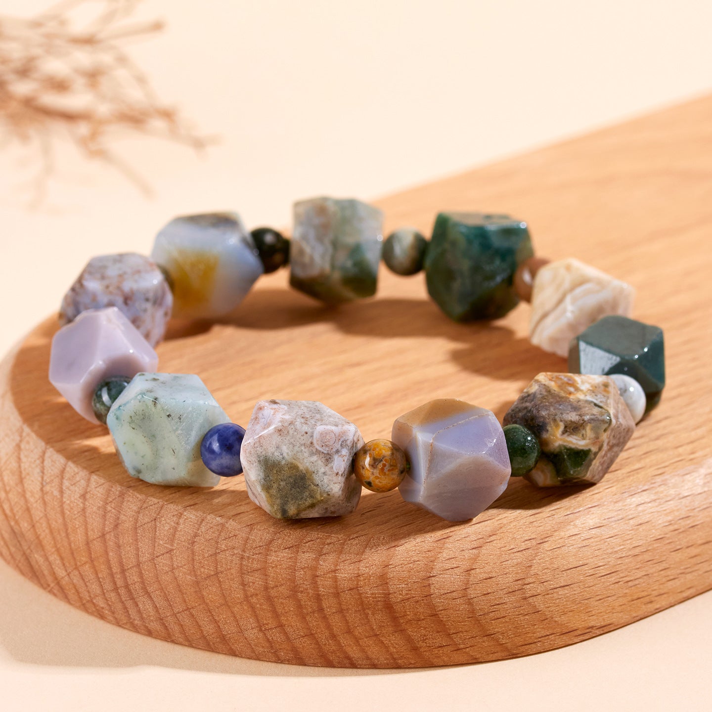 Ocean Chalcedony Crystal Bracelet | Natural Irregular Design for Luck & Harmony