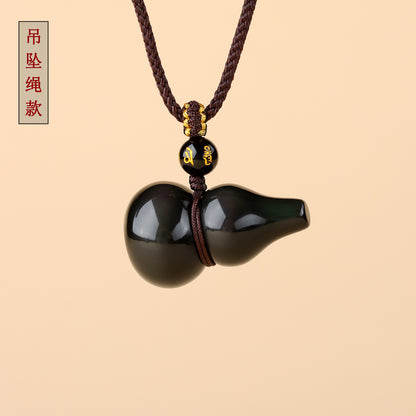 Rainbow Obsidian Gourd Pendant - Chinese Style Protection Amulet for Phone & Keys