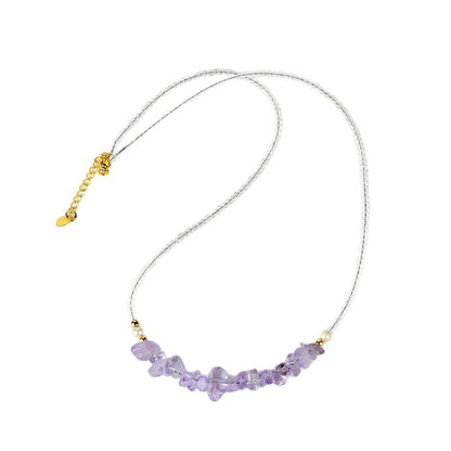 Natural Amethyst Crushed Stone Adjustable Necklace | Spiritual Protection & Elegant Design for Women