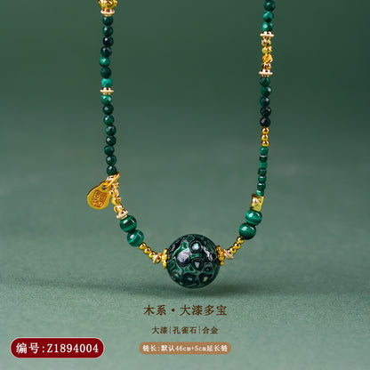 Natural Lacquer Five Elements Crystal Multi-Circle Bracelet & Necklace | Spiritual Balance Energy