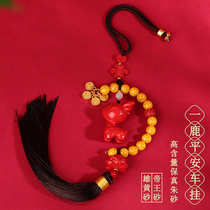 Natural Raw Cinnabar High Content Peace Car Pendant | Imperial Red Sand Custom Amulet