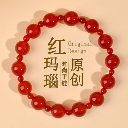 Red Agate Double Circle Bracelet for Zodiac Year Women - Lucky Charm Jewelry