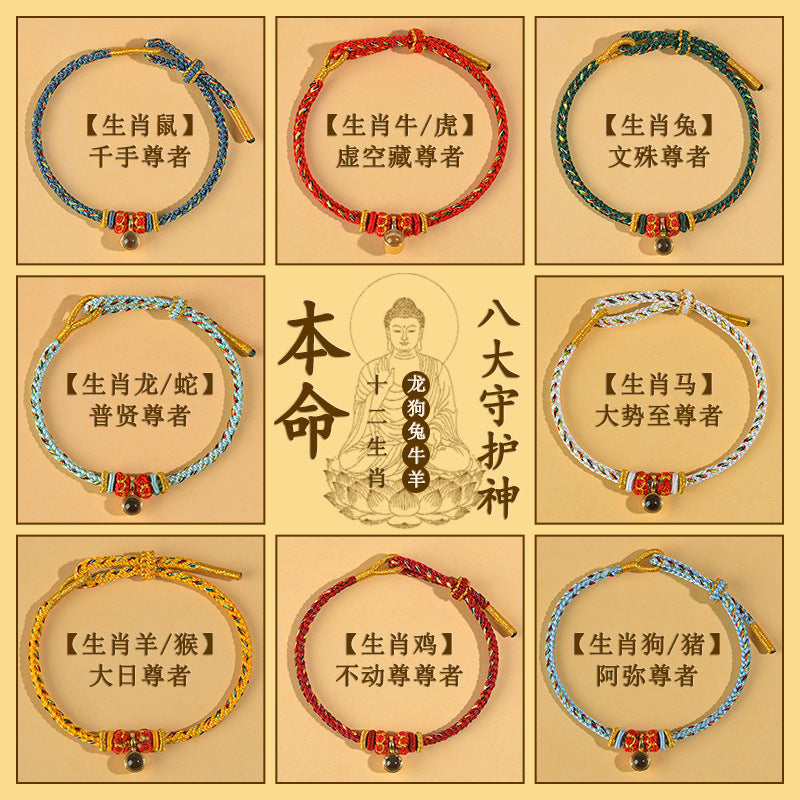 Eight Guardian Deities Zodiac Bracelet with Mantra Projection for Birth Year Protection
