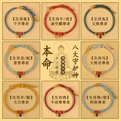 Eight Guardian Deities Zodiac Bracelet with Mantra Projection for Birth Year Protection