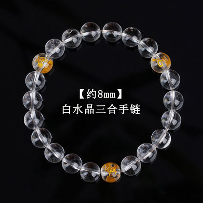 Natural White Crystal Three-in-One Zodiac Bracelet | Spiritual Protection for Men & Women