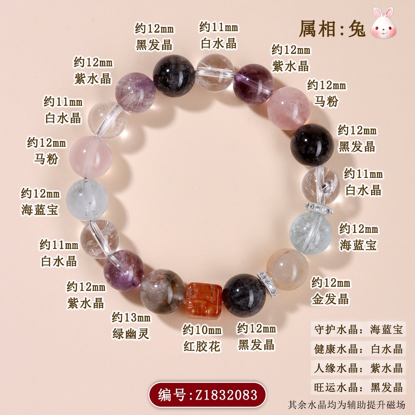 Twelve Zodiac Natural Crystal Multi-Gem Bracelet – Mystical Fortune & Spiritual Harmony Charm