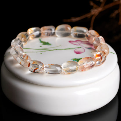 Natural Crystal Glue Flower Irregular Single Circle Bracelet - Women's Elegant Spiritual Accessory