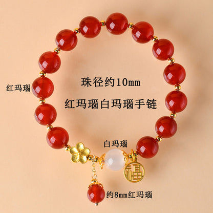 Natural Red Agate Zodiac Fortune Bracelet for Women - Lucky Stone Spiritual Enhancer