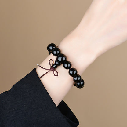 Natural Double Color Eye Obsidian Buddha Beads Bracelet - Spiritual Protection for Couples