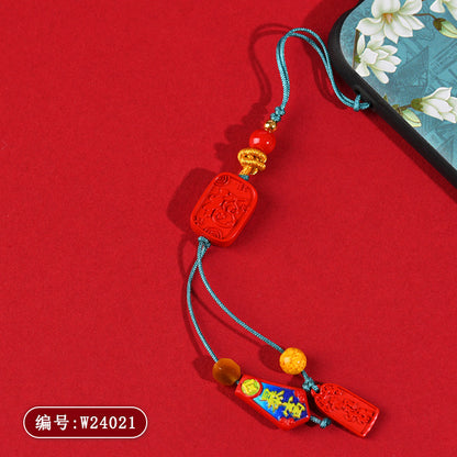 Imperial Red Sand Zodiac Snake Fortune Pendant - 2025 Mystical Charm for Phone & Bag