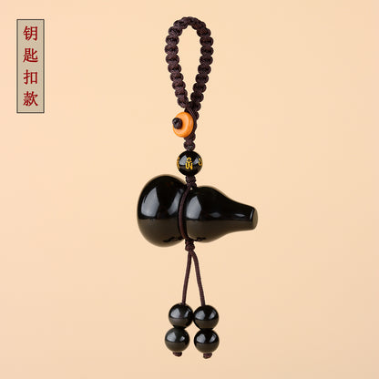 Rainbow Obsidian Gourd Pendant - Chinese Style Protection Amulet for Phone & Keys