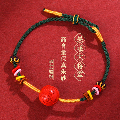 Imperial Red Cinnabar Hand-Woven Bracelet | Feng Shui Protection & Wealth Attraction