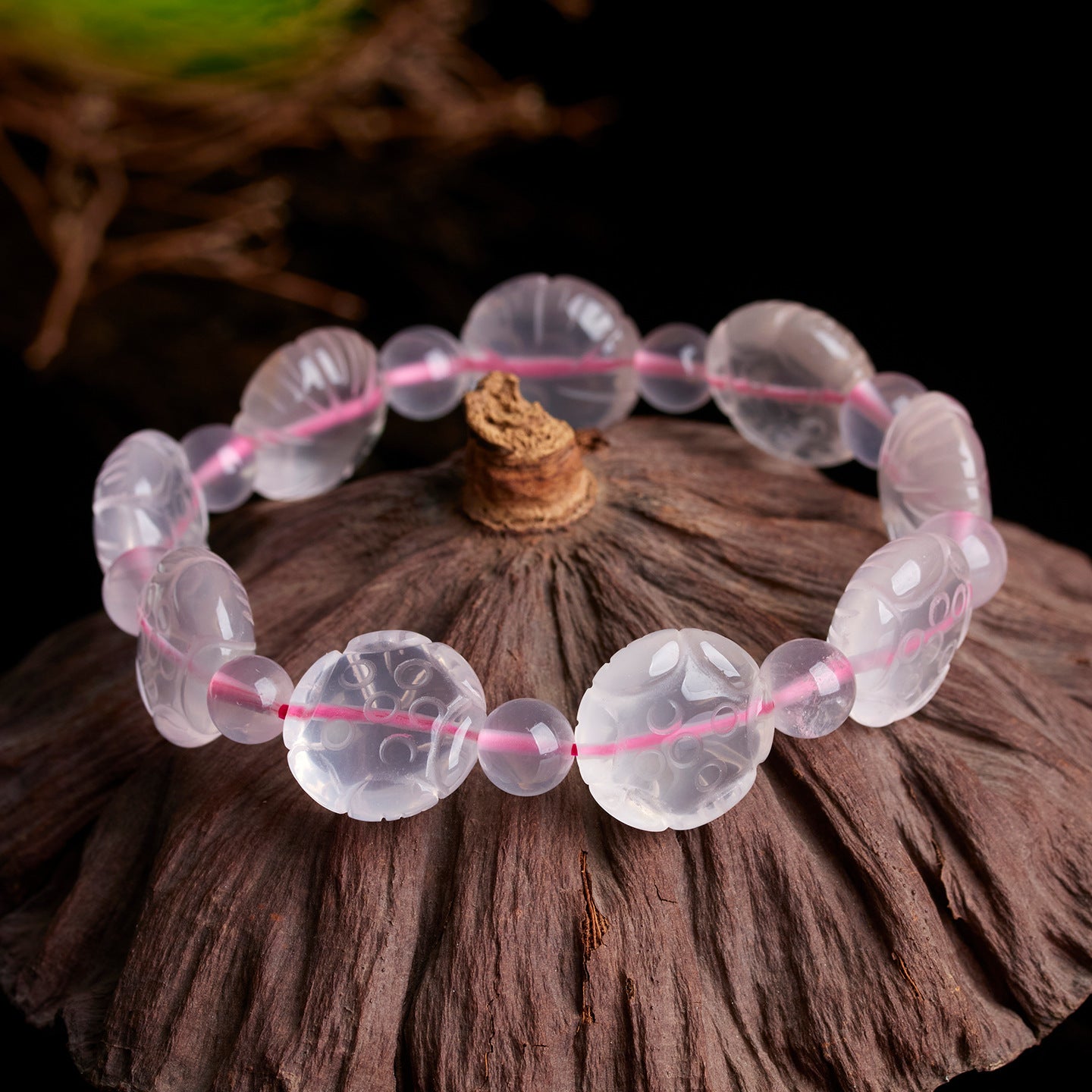 Natural Pink Crystal Lotus Bracelet | Love, Peace & Spiritual Harmony