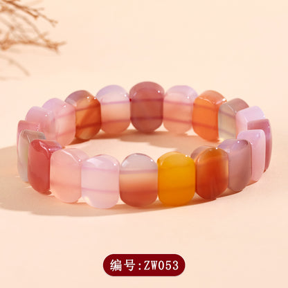 Natural Crystal Salt Source Agate Bracelet | Candy Color Girl Style for Purification & Good Fortune