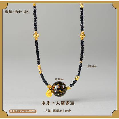 Natural Lacquer Five Elements Crystal Multi-Circle Bracelet & Necklace | Spiritual Balance Energy