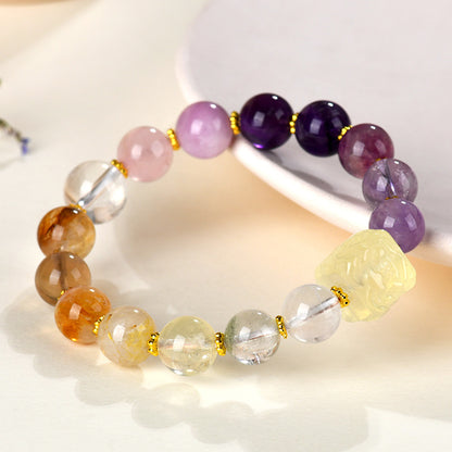 Lemon Yellow Crystal Phoenix Peony Bracelet | Natural Gemstone Women's Spiritual Jewelry