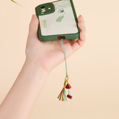 Natural Purple Gold Cinnabar Zongzi Phone Pendant - Exquisite Protection Charm for Luck and Safety