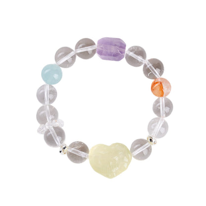 Natural Crystal Heart Fox Bracelet | Love & Harmony Energy Jewelry for Women