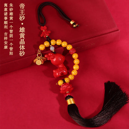 Natural Raw Cinnabar High Content Peace Car Pendant | Imperial Red Sand Custom Amulet