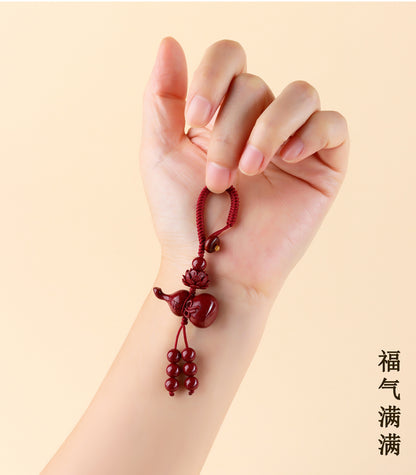 Natural Purple Gold Cinnabar Gourd Keychain | Wealth Fortune Protection Amulet