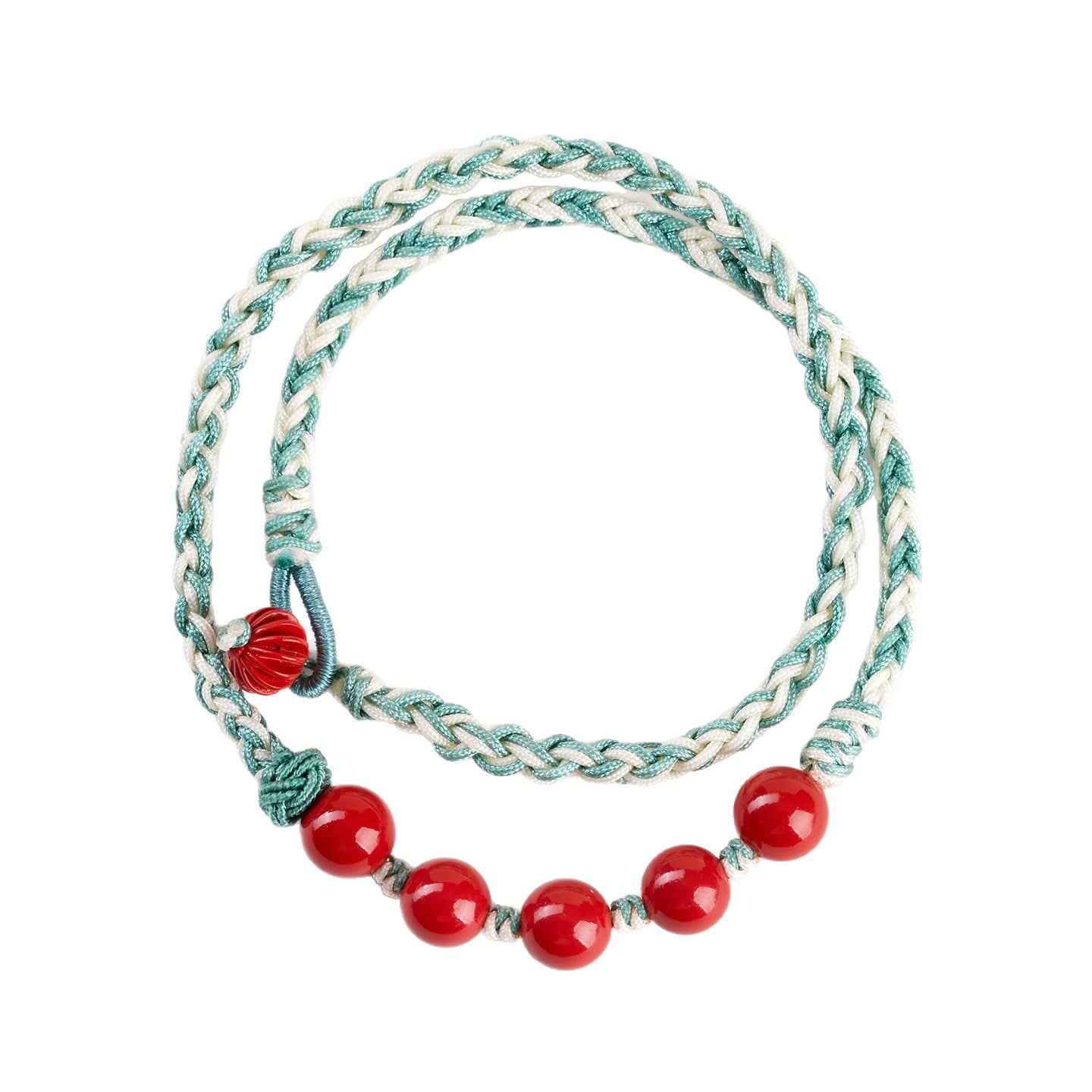 Natural Imperial Red Cinnabar Double Circle Tibetan Bracelet | Spiritual Protection & Harmony