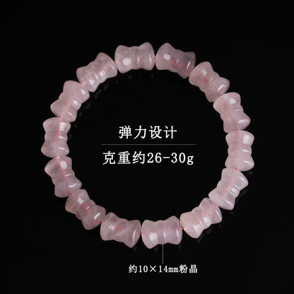 Natural Pink Quartz Bowknot Bamboo Knot Bracelet - Love Harmony Charm for Women