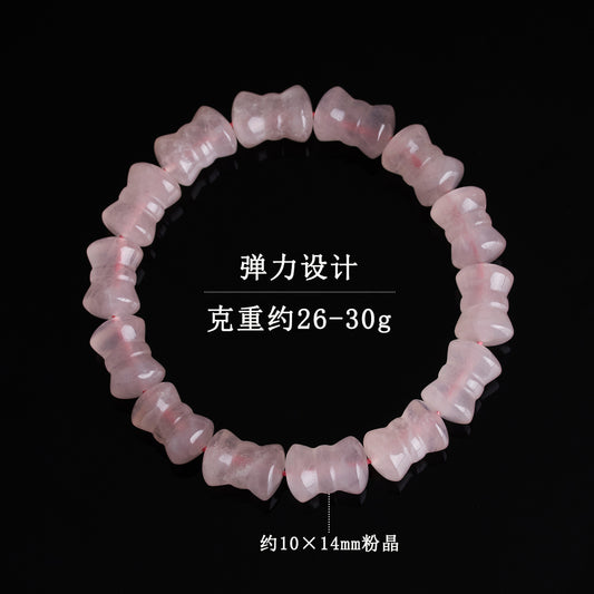 Natural Pink Quartz Bowknot Bamboo Knot Bracelet - Love Harmony Charm for Women