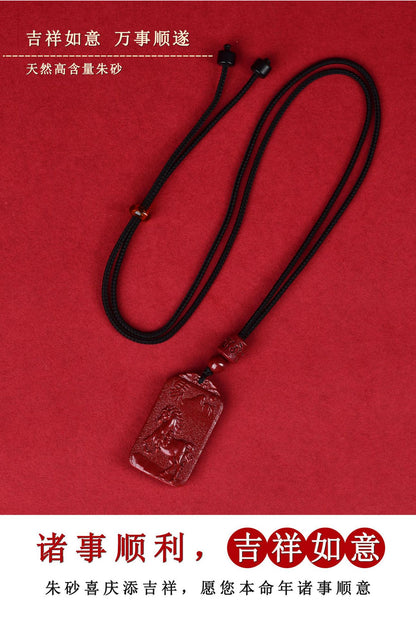 Natural Purple Gold Cinnabar Zodiac Birth Buddha Pendant - Eight Guardian Deities Protection Amulet