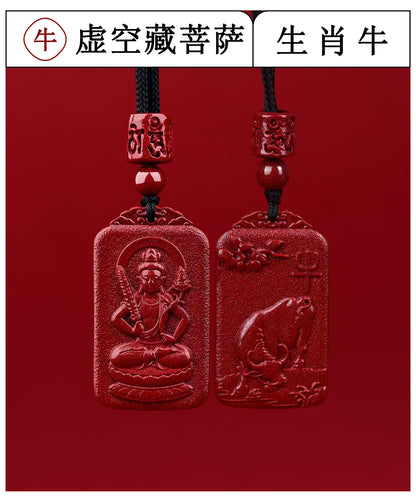 Natural Purple Gold Cinnabar Zodiac Birth Buddha Pendant - Eight Guardian Deities Protection Amulet