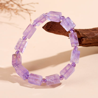 Natural Lavender Amethyst Sugar Cube Bracelet - Romantic Love & Spiritual Harmony for Women