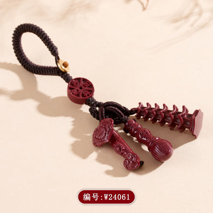 Natural Purple Gold Cinnabar Wenchang Pagoda Keychain | Academic Success & Wealth Talisman