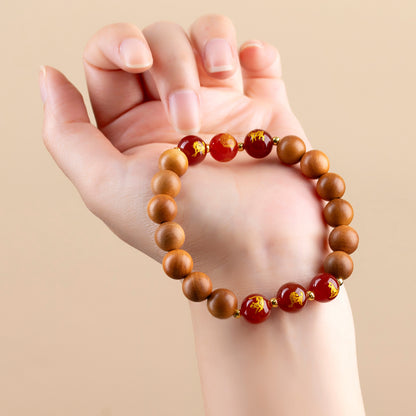 Peach Wood Three-in-One Six-in-One Zodiac Buddha Bracelet - Couples Harmony Protection Amulet